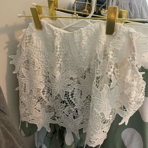 White Lace Floral Crop Top